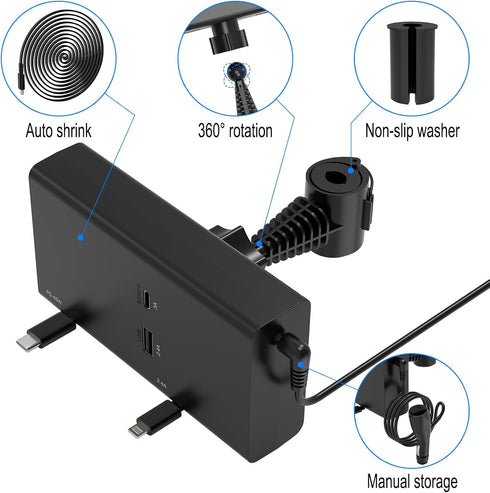 Multi Car Retractable Backseat Car Charger 5 in 1 Car Charging Station Box for iPhone/Samsung, 60W Cigarette Lighter Adapter Uber Taxi Lyft Turo S...