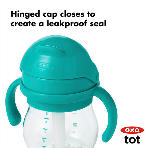 OXO Tot 6 Ounce Transitions Straw Cup with Removable Handles - Teal...