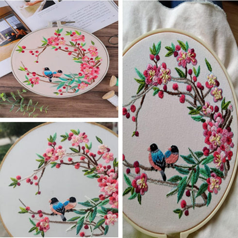 AISIBO Embroidery Kits, Embroidery Starter Kit with Birds Pattern and Instructions, Cross Stitch Set for Beginners, Embroidery Cloth with Pattern ...