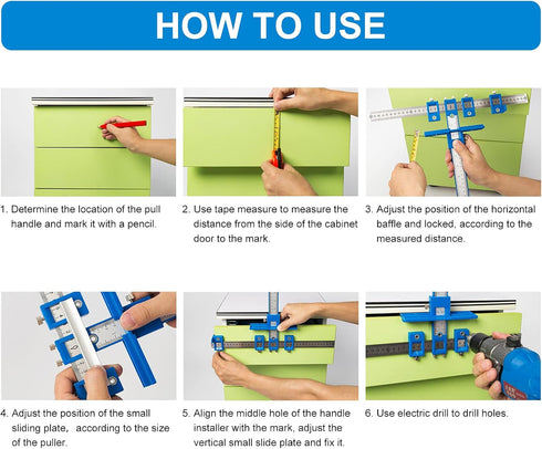 Cabinet Hardware Jig, Punch Locator Drill Guide,Wood Drilling Dowelling Guide for Installation of Handles Knobs on Doors and Drawer, Cabinet Templ...
