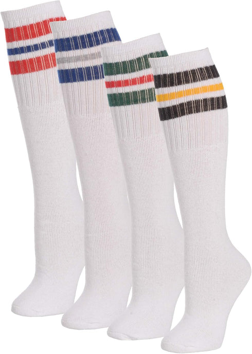 Mens Classic Three Stripe Sports Tube Socks Size 13-15 (4-Pairs)...