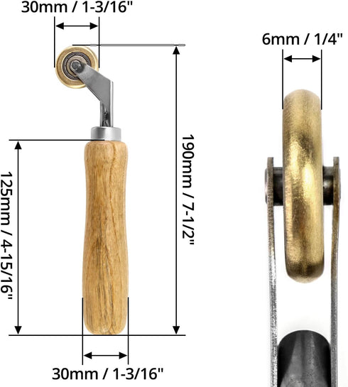 QWORK Brass Seam Roller, Roofing and Vinyl Flooring Detail Roller, with Wood Handle...