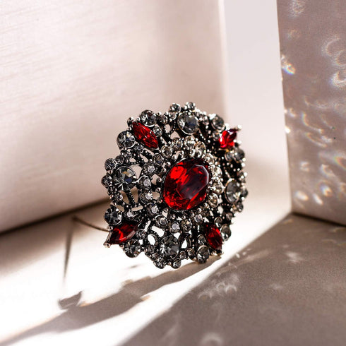 EVER FAITH Women's Oval w/Marquise Crystal Elegant Vintage Banquet Hollow Filigree Brooch...