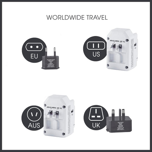 Conair Universal Travel Adapter with USB, European Plug Adapter with Surge Protection, All-in-One Travel Adapter Worldwide...