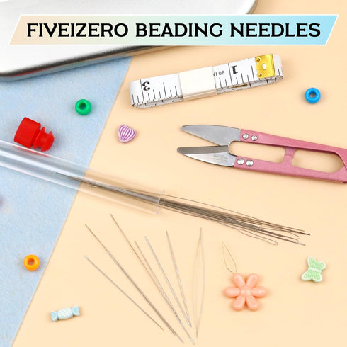 FIVEIZERO 21 Pieces Beading Needles Set, 6 Sizes Seed Beads Needles Big Eye Beading Needles Collapsible Beading Needles Set for Jewelry Making...