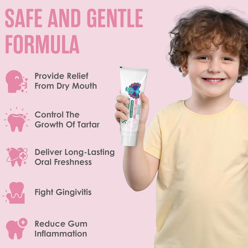 Sprinjene Kids Toothpaste Bubblegum Toothpaste Kids Fluoride Toothpaste SLS Free Cavity Protection Toothpaste with Patented Natural Formula 1 Pack...