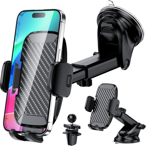 Car Phone Holder Phone Holders for Your Car Windshield Dashboard Air Vent Universal Hands Free Car Mount Phone Holder with Suction Cup Base and Te...