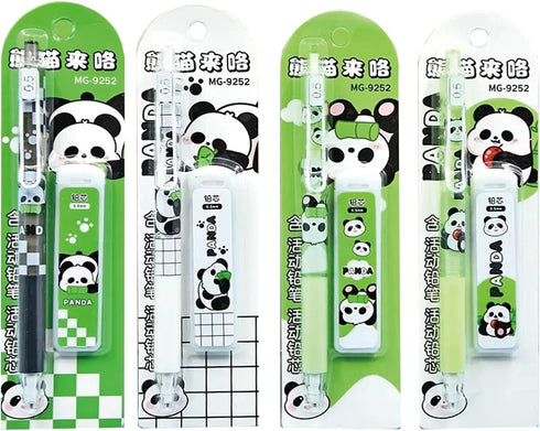 4 Pcs Mechanical Pencils with Refills 0.5mm Cute Panda Mechanical Pencil Kawaii Cartoon Pencils School Pencil for Kids Students Girls Boys Women (...