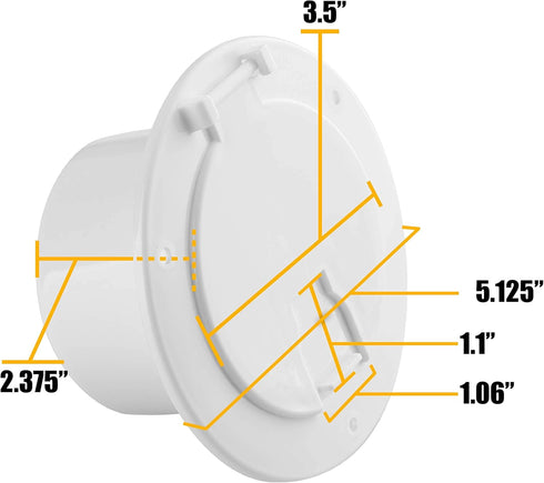 RV 5-inch Round Electric Cable Hatch for 30 and 50 Amp Cords (White)...