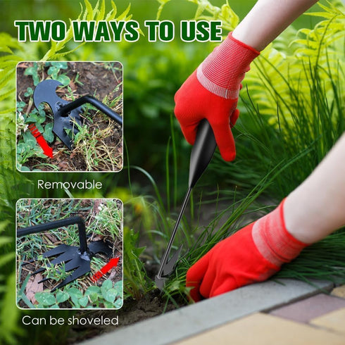 Stainless Steel Weed Puller Tool - 4 Teeth Dual-Purpose Manual Weed Remover Tool, Hand Weeder Tool with Long Handle for Vegetable Gardening, Farm ...