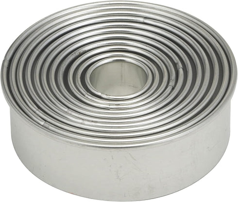 Mrs. Anderson’s Baking Cookie Fondant Cutters, Graduated Round, Stainless Steel, 10-Piece Set with Storage Container...