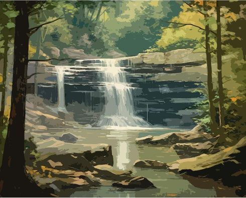 Paint by Number Kits 16 x 20 inch Canvas Streams DIY Oil Painting for Kids, Students, Beginner with Brushes & Acrylic Pigment - Mountains Waterfal...