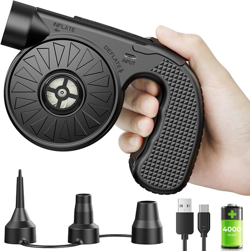 Dr.meter Portable Electric Air Mattress Pump, Rechargeable 4000mAh Battery Air Pump - Quick-Fill Air Inflator Deflator for Outdoor Camping Inflata...