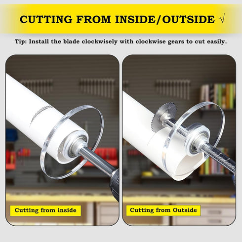 Inside Pipe Cutter for PVC Pipe Cutter Tool, PVC Cutter Tool with 3.15" Scale Adjustable Depth Gauge, 5Pcs Saw Blades and Hex Shank, Plumbing Insi...