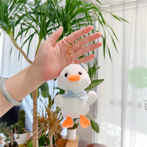 2Pcs White 14cm Duck Plush Keychain,Soft Fully Filled Lovely Cartoon Animal Doll Hanging Ornament,Portable Stuffed Duck Doll Plush Key Backpack Pe...