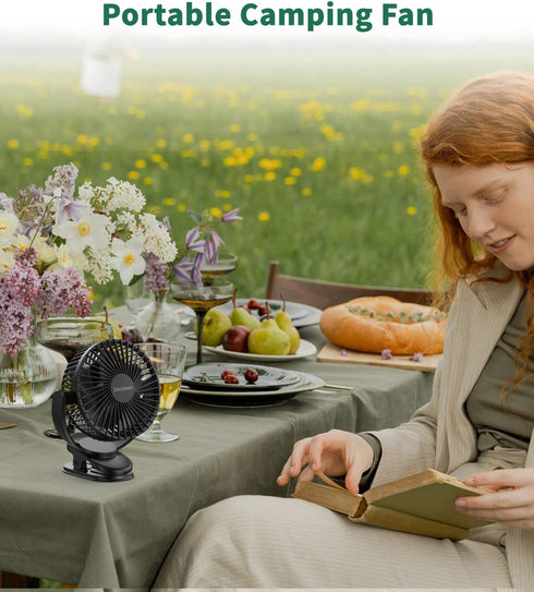 Dorobeen Portable Clip on Fan, 5000mAh Battery Powered Fan, 3 Speed Quiet Rechargeable Mini Desk Fan, 360° Rotate Personal Cooling Fan for Home Of...