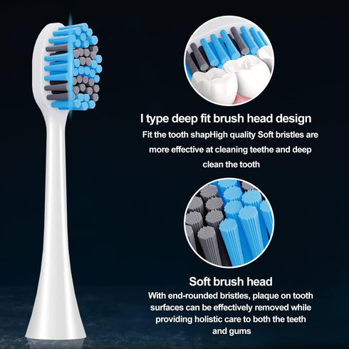 FXQQZZ A2 Electric Toothbrush Replacement Brush Heads, Wide Toothbrush Head I Shape, Large Size, 4 Pack...