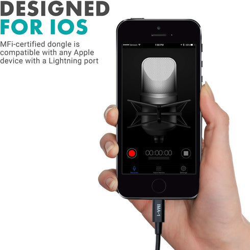 Movo IMA-1 Female 3.5mm TRRS Microphone Adapter Cable to Lightning Connector Dongle Compatible with Apple iPhone, iPad Smartphones and Tablets - O...