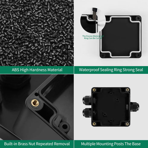 ABS IP67 Waterproof Dustproof Electrical Junction Box, with 15A 600V Barrier Terminal Cable Connector, 1 in/2 Out Power Junction Box?3.26*3.18*2.2...
