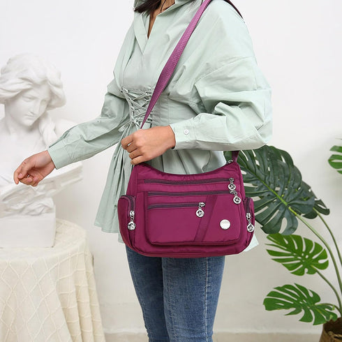 WITERY Nylon Crossboby Bags for Women - Waterproof Zipper Multi-Pocket Crossboby Purse Lightweight Shoulder Bag...