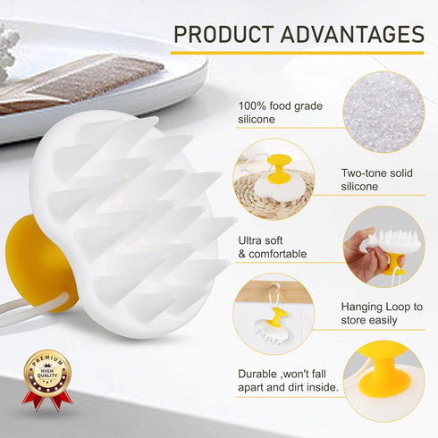 Scalp Massager Hair Growth, Hair Shower Brush for Dandruff Removal,Oil Brush for Hair,Wet and Dry Hair Detangler (White & Yellow)...