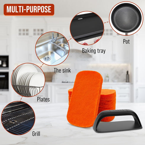 6-Piece Griddle Cleaning Kit for Blackstone, Flat Top Grill Cleaning Kit Non-Scratch Scouring Pads for Kitchen - 5 Scrubber Pads and 1 Handle...