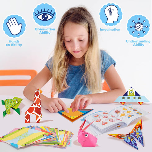 Aigybobo Origami Paper Set, 308PCS Kids Craft Paper Kit with Instructional Book for Girls Age 6,7,8,9,10,11,12, Art Projects Supplies for School C...