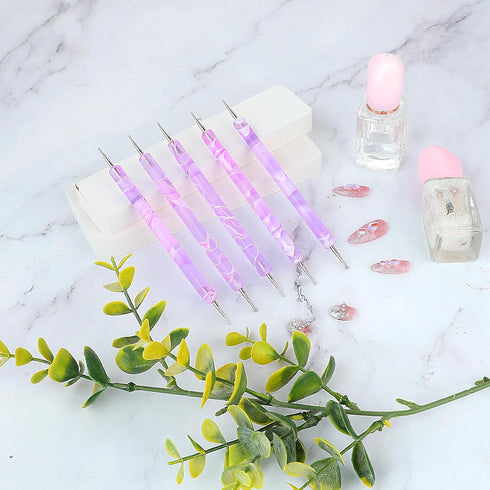 5PCS Dotting Tools Nail Art Tools for Painting Acrylic Nail Art Pen Dot Paint Manicure Kit 2 Ways Dotting Tools Embossing Tools for Paper Stainles...