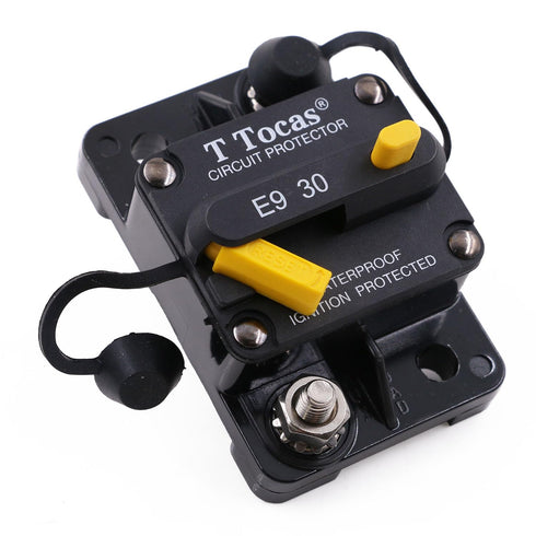E9 30 Amp Manual Reset Circuit Breaker Surface Mount | 12V-72V DC | UL Certified Waterproof IP67 Protection Switchable 30A...