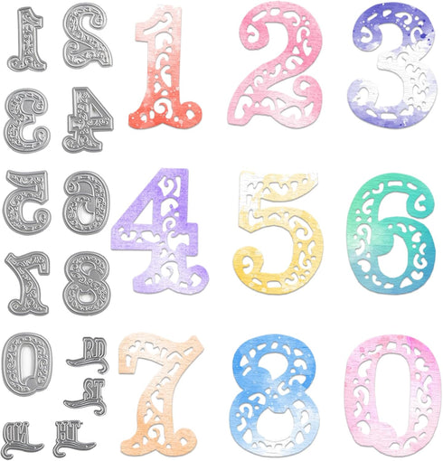 Number Dies for Scrapbooking Card Making, 0~9 Arabic Numbers Metal Cutting Dies Numbers Die Cuts for Decoupage Gift Birthday Date Cards DIY Scrapb...