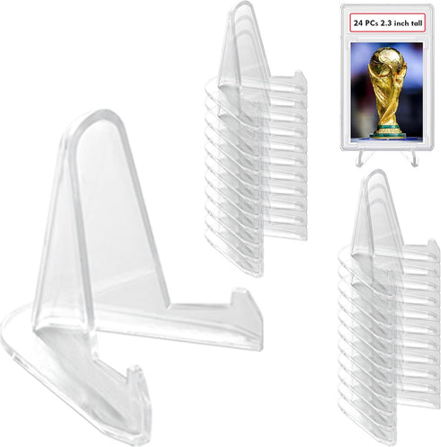 24 Packs Card Stands Sports Card Holder, Card Display Stand for Display Graded Card Challenge Medals Casino Chips, 2.3 Inch Tall, Clear...