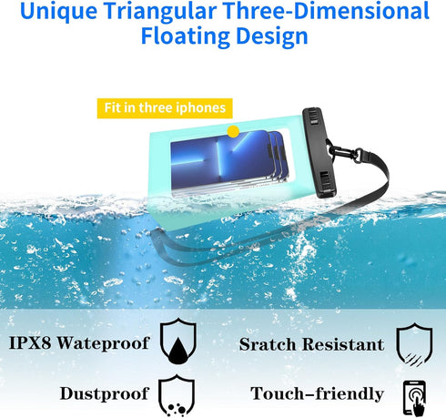 IPX8 Waterproof Phone Dry Bag for iPhone 14/13/12/11 & Samsung S23/S22 - Floating, Large Capacity Pouch for Boating, Swimming, Kayaking (Multicolo...