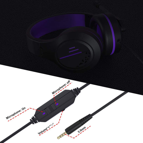Stereo Gaming Headset for PS4, PC, Xbox One Controller, Noise Cancelling Over Ear Headphones with Mic, Soft Memory Earmuffs for Laptop/Mac/Nintend...