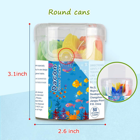 Kids Flossers, Kids Dental Floss Picks without Fluoride, Unflavored, 4 Colors Ocean Animals Shaped Makes Flossing Fun, 50 Count (Pack of 4)...