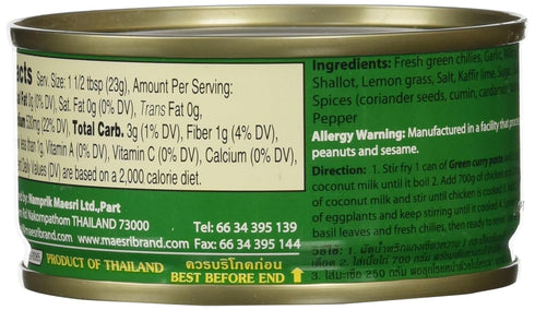 Maesri Green Curry Paste, 4-Ounce...