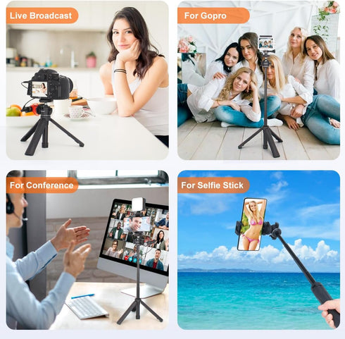 Koolehaoda Extendable Selfie Stick Tripod for GoPro, Camera Tripod Stand Holder with Cold Shoe, Mini Tripod Hand Grip Compatible with Gopro Hero 1...