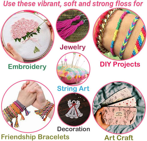 Embroidery Floss,52 Rainbow Colors Hand Embroidery Thread on Bobbins,Friendship Bracelet String,Cross Stitch Supplies,Threads for Bracelets Making...