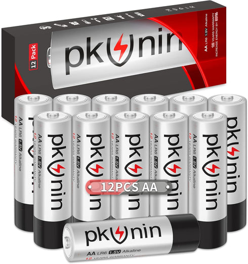 AA Batteries 12 Pack LR6 1.5V Alkaline Double A Battery, 12-Year Shelf Life...