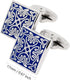 Square Vintage Cloisonne Cufflinks for Men Blue Retro Patterns Men's Cuff Link Set for Wedding Shirt Party Business Birthday Anniversary Dress...