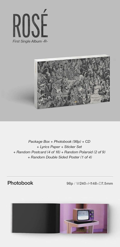 MUSIC&NEW Rose BlackPink - R (1 Single Album) Album+Folded Poer+Extra Photocards Set,KTMCD0882...