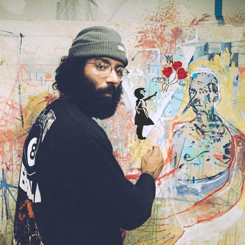 FINGERINSPIRE Balloon Stencil A4 Size The Human with a Balloon Banksy Stencil Rectangle Reusable Banksy Painting Stencil for Walls and Crafts (Pla...