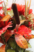 Admired By Nature Artificial Bouquet Bush 18 Stems of Mums, Sunflowers, Zinnia, Foliage (Brick Red) - for Fall Home Decor, Weddings, Events, Parti...