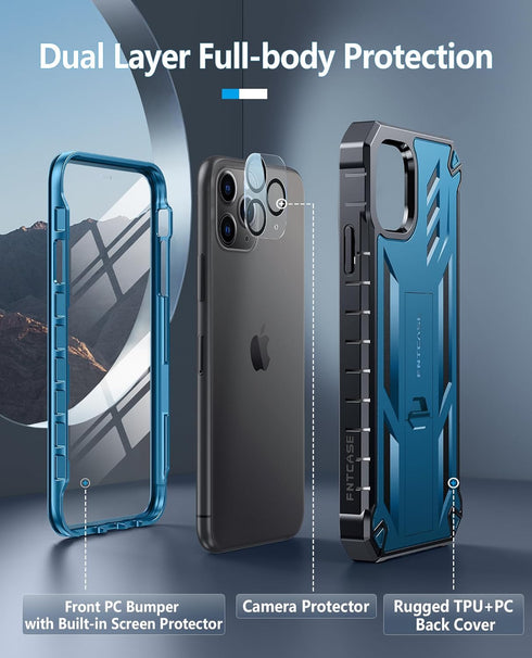 FNTCASE for iPhone 11 Pro-Max Case: Rugged Shockproof Protective Cases with Kickstand - Heavy Duty Dual Layer Military Grade Drop Proof Protection...
