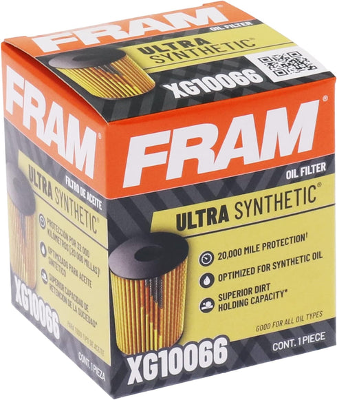 FRAM Ultra Synthetic Automotive Replacement Oil Filter, Designed for Synthetic Oil Changes Lasting up to 20k Miles, XG10066 with SureGrip (Pack of...