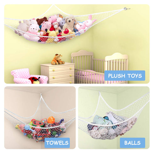 Stuffed Animal Hammock, Toy Hammock Storage Net, LXUNYI Mesh Toy Net Holder Jumbo Wall Corner Giant Baby Kids Children Stuff animals Hammocks Net ...