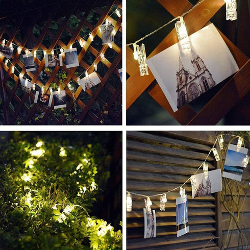 Dopheuor LED Photo Clip Copper String Lights Starry Fairy Warm Yellow Lights Battery Powered for Hang Pictures Cards Bedroom Wall Decorations Chri...