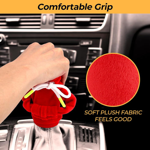 2 Pcs Upgraded Universal Gear Shift Hoodie for Gearshift, Automotive Interior Accessories (Red and Black), Car Shift Knob Hoodie, Funny Car Gear S...
