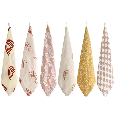 LifeTree Baby Muslin Washcloths, Soft 6 Pack Baby Wash Cloths Unisex for Boys Girls, 70% Viscose from Bamboo and 30% Cotton Bath Face Towels, Bibs...