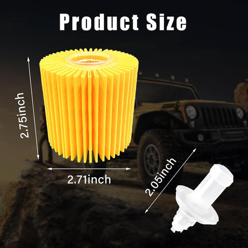 Car Engine Oil Filter, Auto Oil Filter Replacement with 2 Seal Rings to Protect Engine, Professional Car Accessories Compatible with Avalon, Camry...