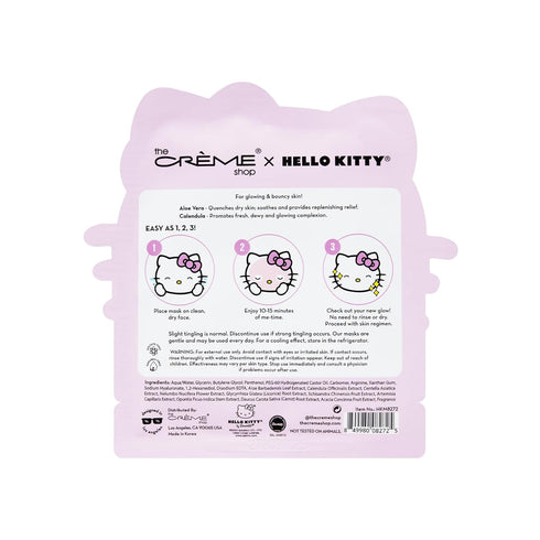 The Crème Shop x Hello Kitty Ready To Glow Sheet Mask Infused with Hydrating Aloe Vera & Radiance-Boosting Calendula For Dewy Soothed Skin Expertl...